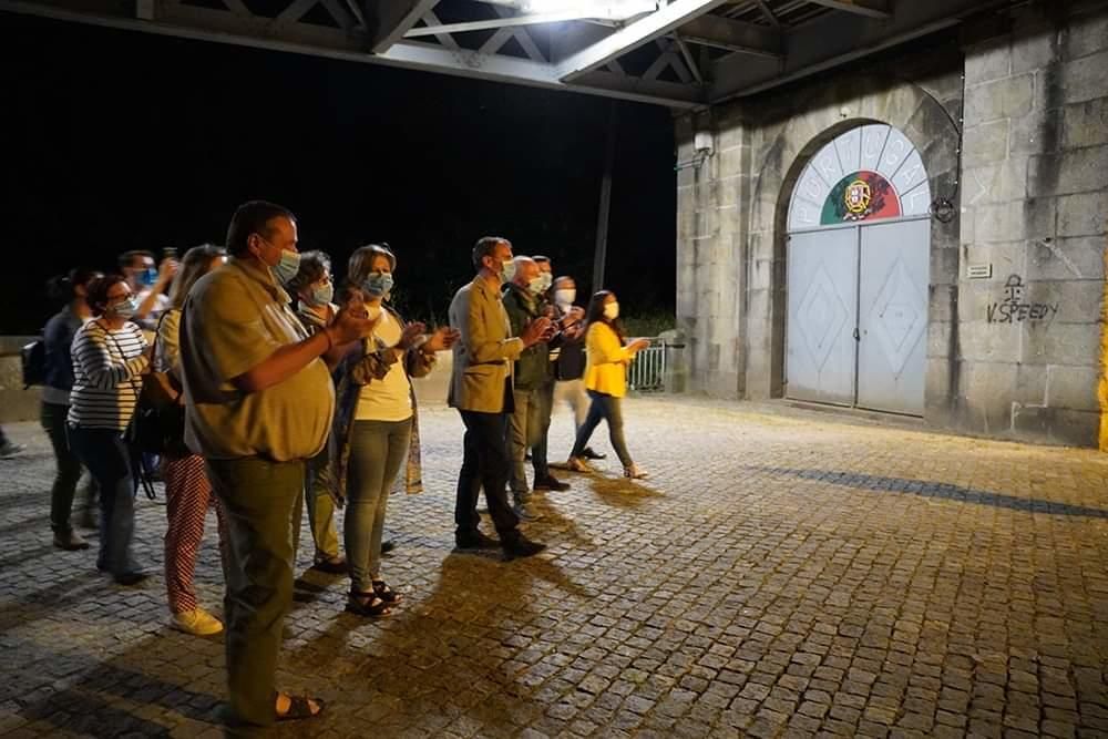 El acto de apertura de fronteras en el viejo puente internacional.