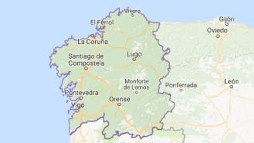 Mapa de Galicia en Google.