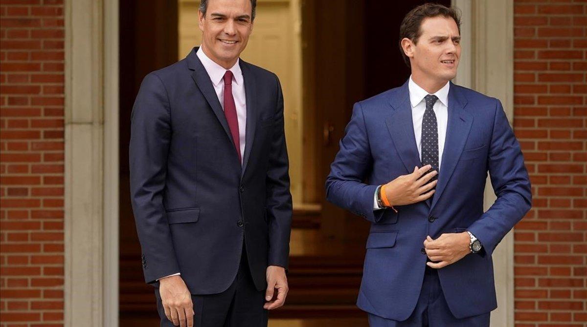 Pedro Sánchez y Albert Rivera, el pasado 7 de mayo, en la Moncloa.