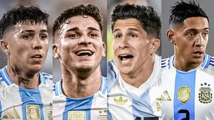 Enzo Fernández, Nahuel Molina, Julián Álvarez y Giuliano Simeone