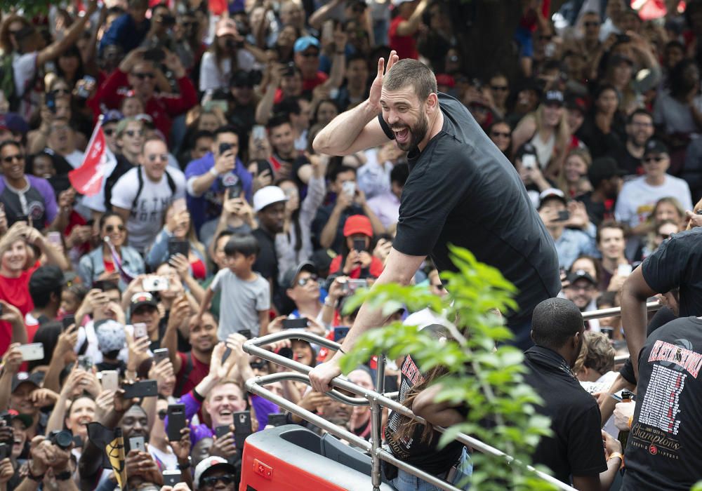 Los Raptors celebran el título de la NBA