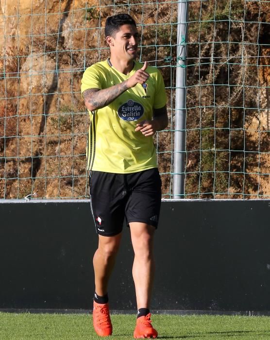 Entrenamiento vespertino del Celta en A Madroa a falta de dos días para jugar en Cornellà