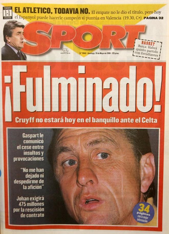 1996 - Johan Cruyff, cesado del FC Barcelona