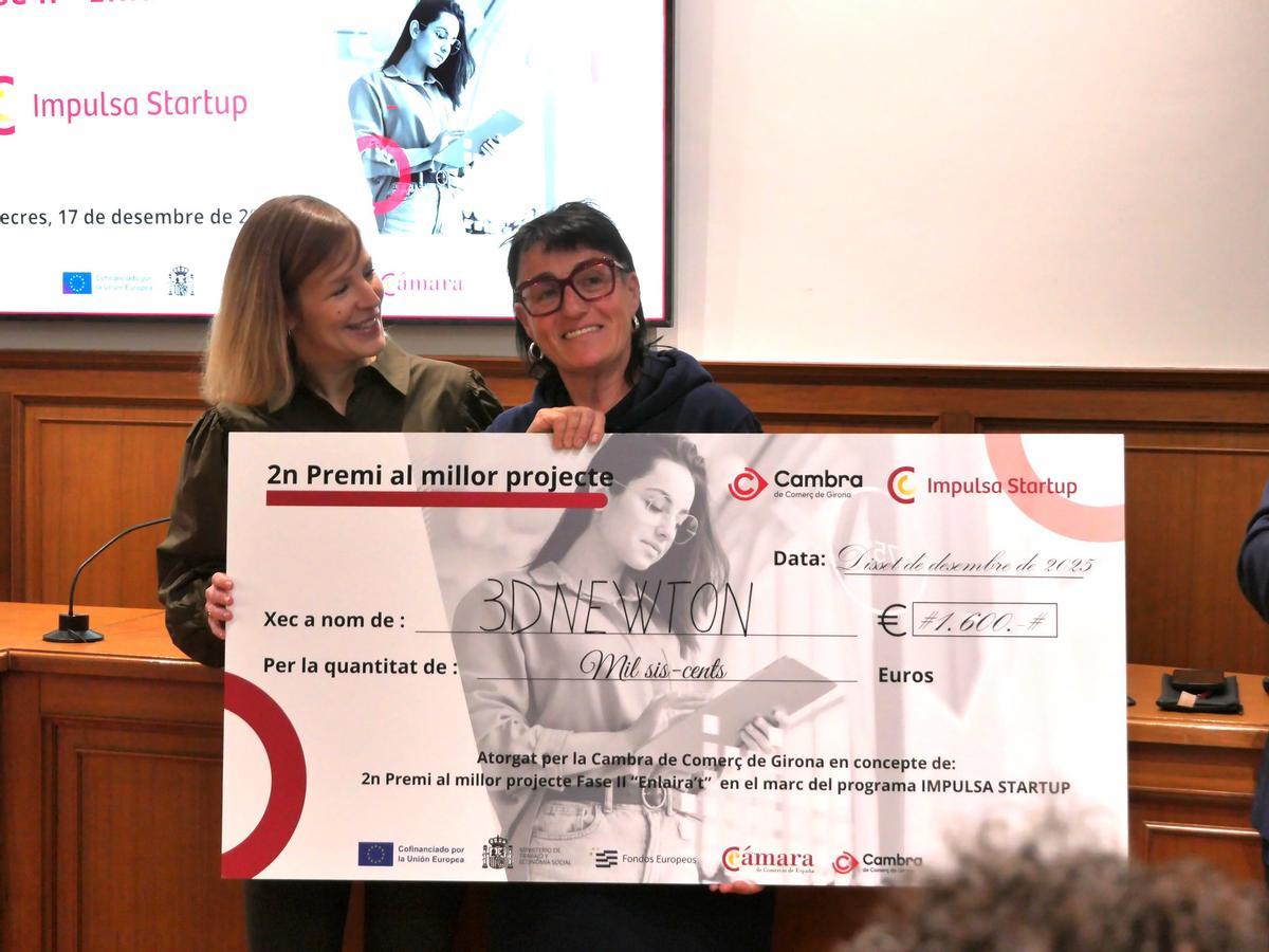 El projecte 3DNEWTON, impulsat per Pilar Sánchez, rep el segon premi.