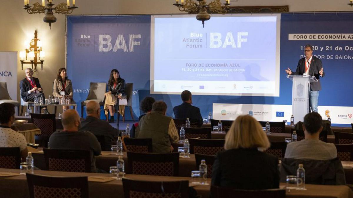 Intervención del alcalde de Baiona, ayer, en el Blue Atlantic Forum.