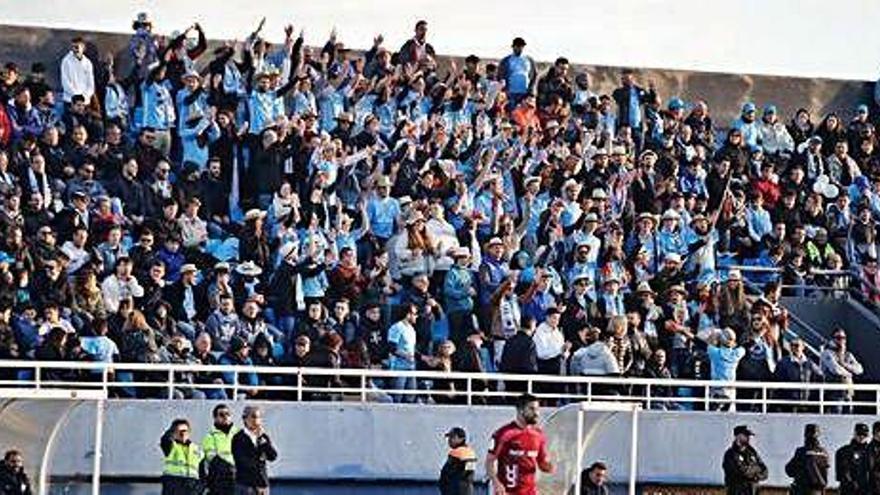 Seguidores durante el último partido de Copa del Rey de la UD Ibiza frente al Albacete.