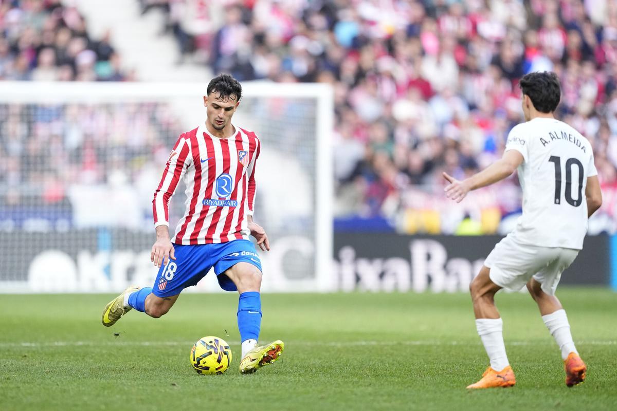 Marc Pubill, in the match against Valencia.