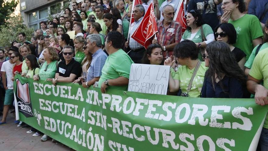 Una de las manifestaciones llevadas a cabo por los interinos.