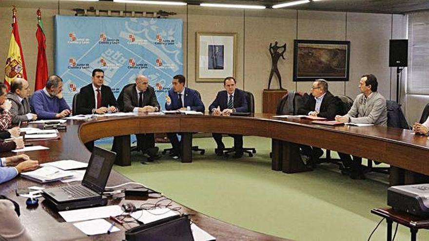 Participantes en la reunión del Plan de Fomento Territorial de Benavente ayer por la mañana en la sede de la Delegación Territorial de la Junta.