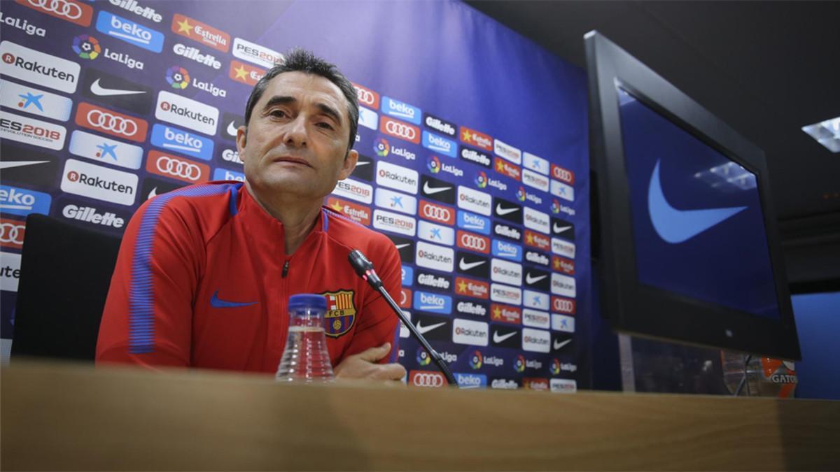 Ernesto Valverde, entrenador del FC Barcelona, en rueda de prensa