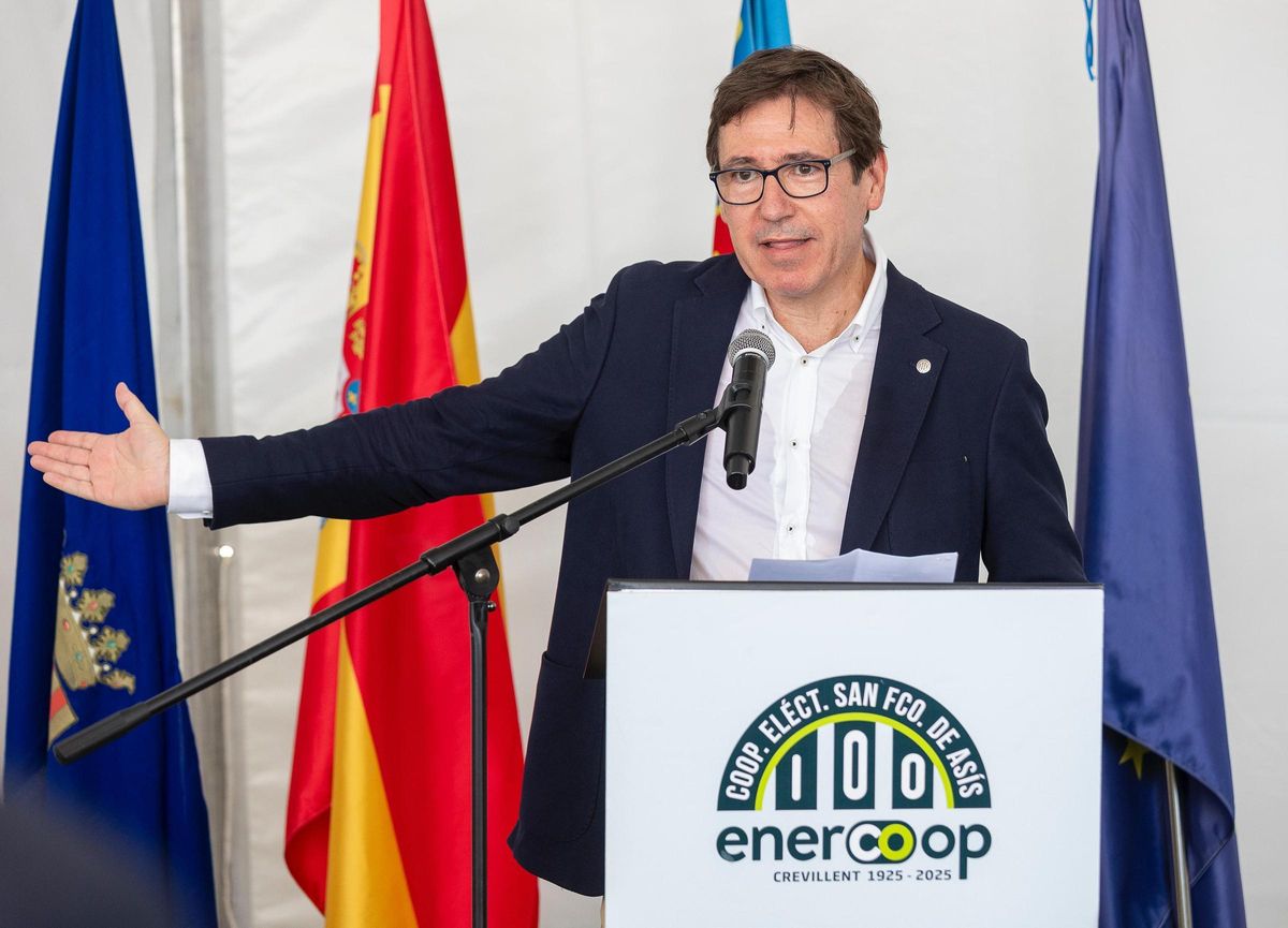 El presidente del Grupo Enercoop de Crevillent, Guillermo Belso, durante la inauguración de la nueva planta solar