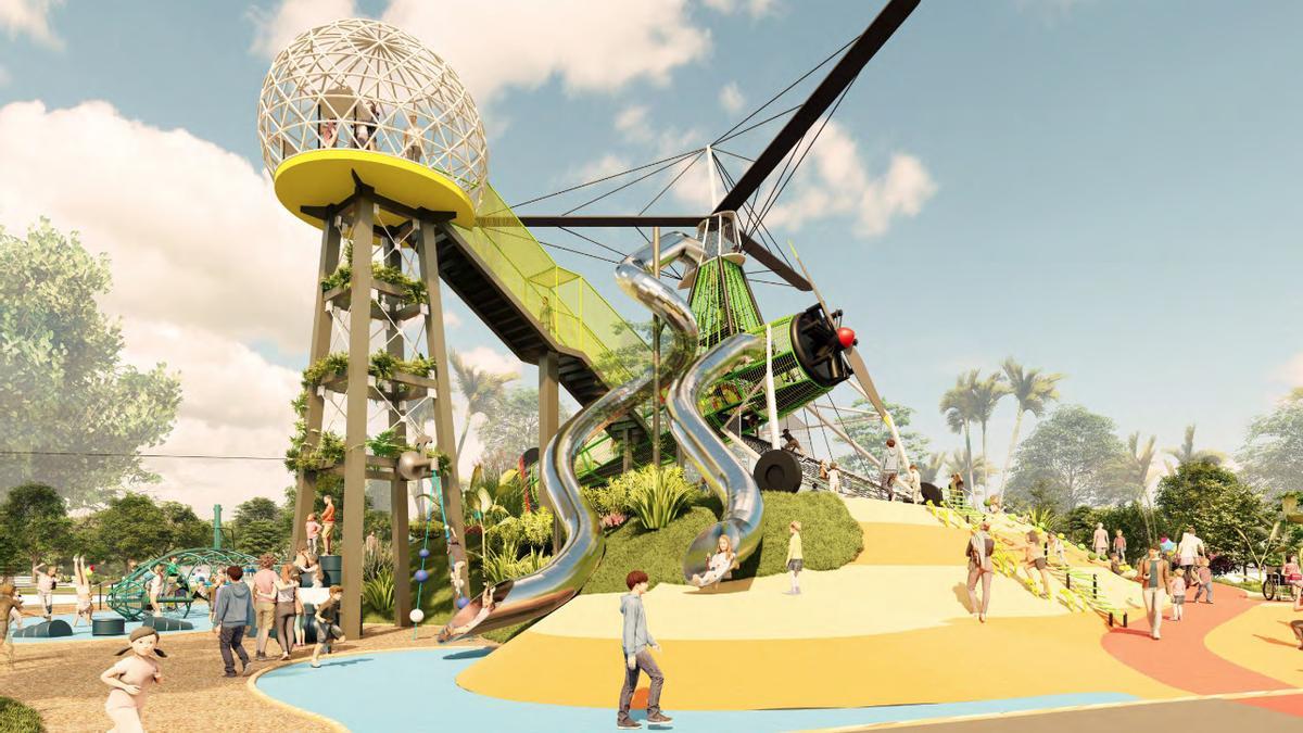 Recreación de la zona infantil del futuro Parque Metropolitano del Oeste.