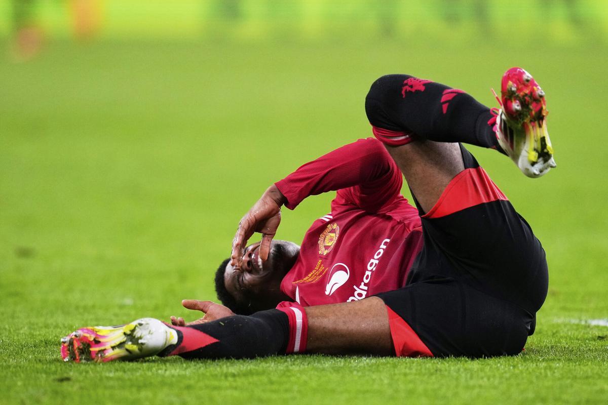 Diallo, on the grass during the Europa League final.