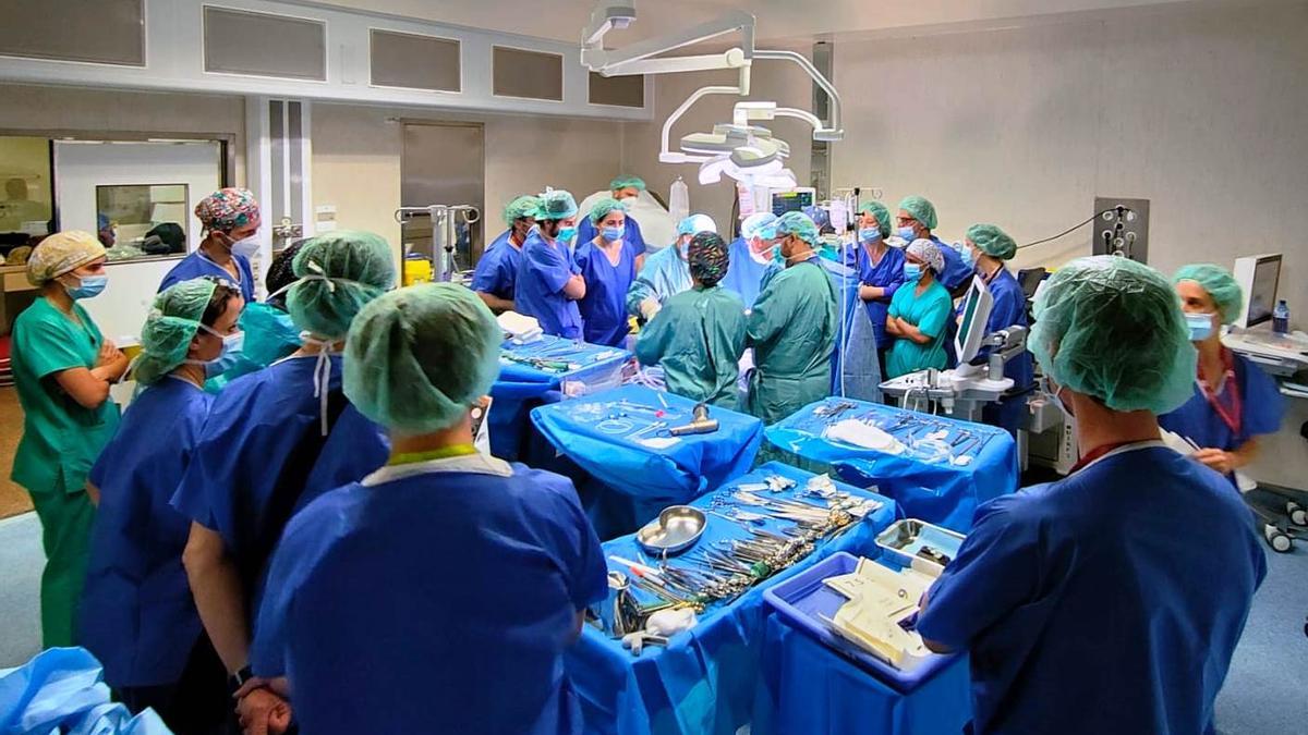 L'equip de l'hospital de Bellvitge fent un trasplantament.