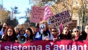 Manifestación de enfermeras en el centro de Barcelona.