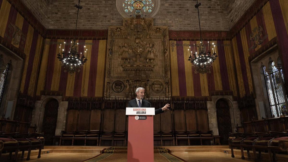 El alcalde de Barcelona, Jaume Collboni, hace balance de la acción del gobierno municipal coincidiendo con el ecuador del mandato.