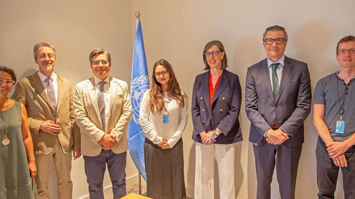 La comitiva portuaria, en la ONU.