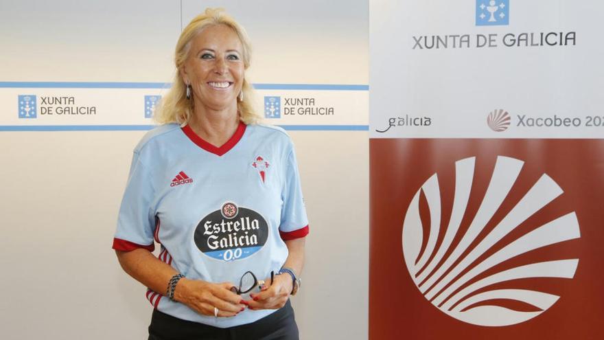 Corina Porro vistió la camiseta del Celta esta mañana // Alba Villar