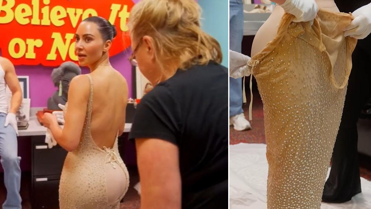 Varios vídeos muestran que Kim Kardashian no pudo abrocharse el vestido de Marilyn