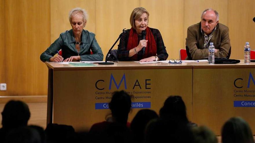 Por la izquierda, Adelaida Fernández, Mariví Monteserín y Miguel Ángel García Balbuena, ayer, en su presentación ante los nuevos miembros de los consejos de participación ciudadana.