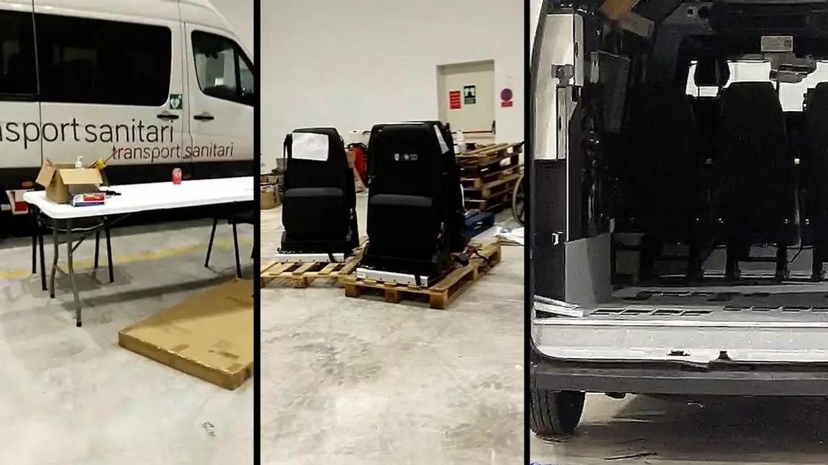 Imagen del desmontaje de las ambulancias para reducir el peso.