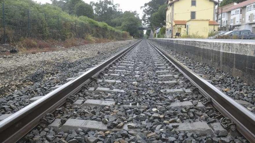 Vista de la estación de ferrocarril de Cambre.