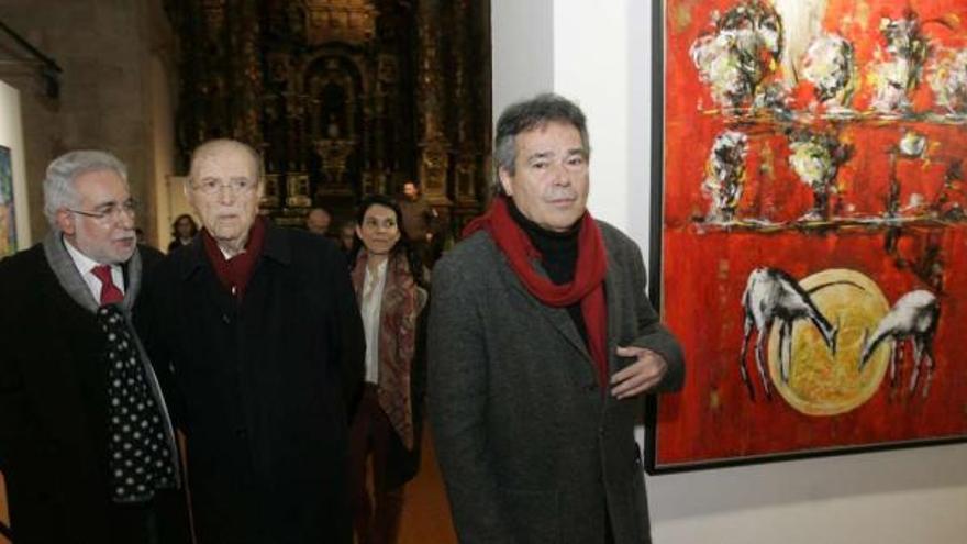 Miguel Santalices, Gerardo Fernández Albor y Nicolás González Aller, en un instante de la clausura de la exposición.  // Xoán Álvarez