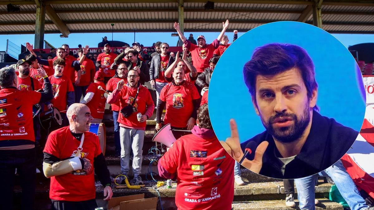 Aficionats del CE Manresa durant un partit u una imatge de Gerard Piqué