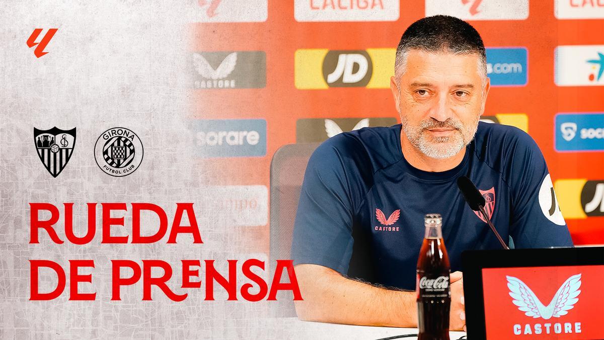 García Pimienta en la rueda de prensa previa al partido de Sevilla FC - Girona FC