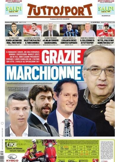 Portada TUTTOSPORT domingo 22 de julio de 2018