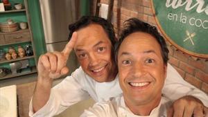 Los chefs Sergio y Javier Torres, ayer, en la presentación del programa de TVE-1 ’Torres en la cocina’.