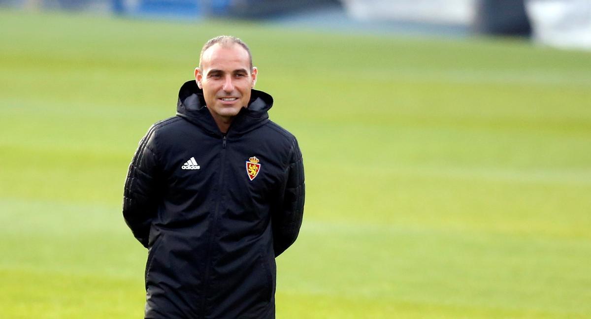 Iván Martínez, en un entrenamiento de la temporada pasada con el Real Zaragoza.
