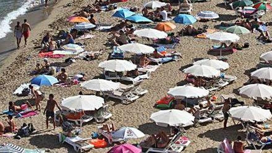 Mobiliario de playa en Cala Llenya, en el municipo de Santa Eulària, en una imagen de archivo.