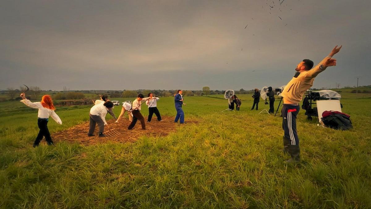 Una imagen del rodaje en Peraleda de la Mata.
