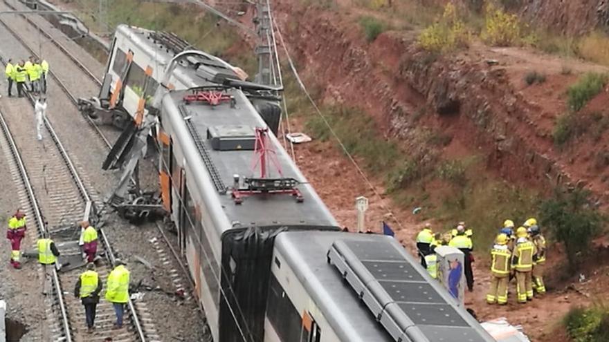 El tren descarrilat a Vacarisses el 20 de novembre de 2018 |