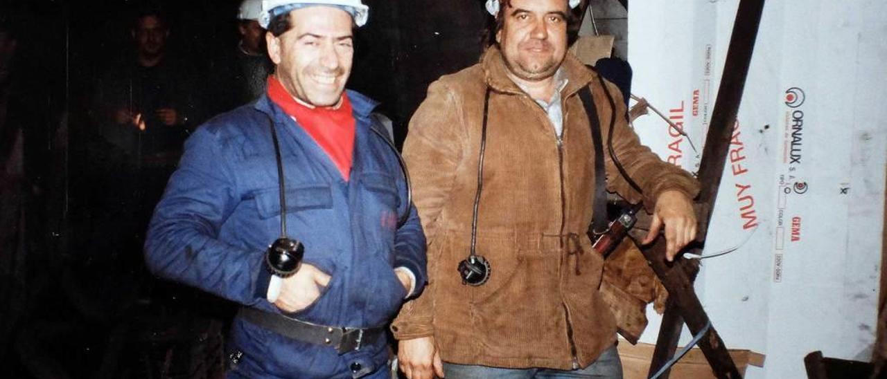 Antonio Hevia y Berto Barredo, durante el encierro.