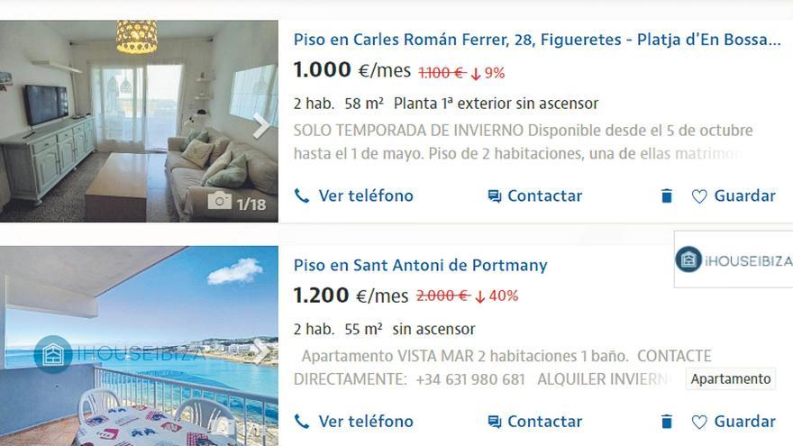 Pisos de dos habitaciones en la isla de Ibiza que se alquilan en Idealista sólo para invierno. | D.I.
