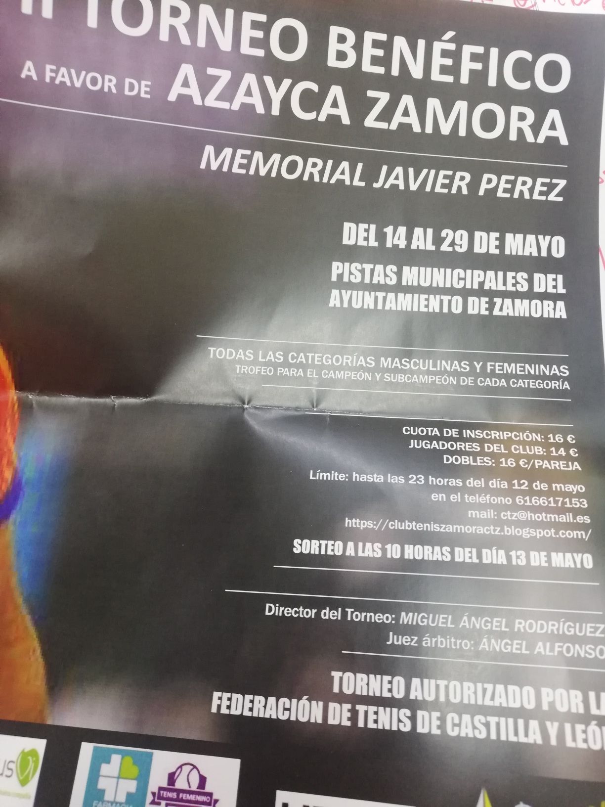 Cartel con la información del torneo