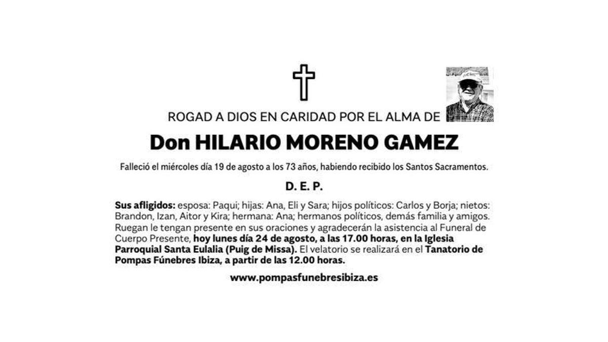 Esquela Hilario Moreno Gamez