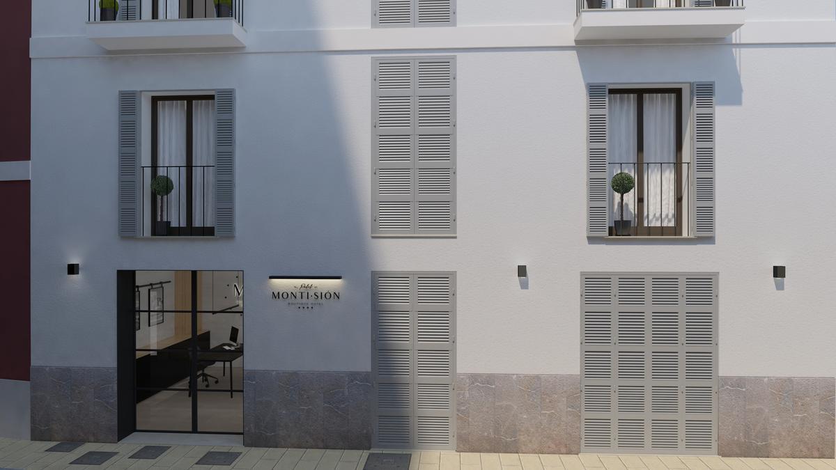 Fachada del hotel Petit Monti-Sión, un cuatro estrellas que abrirá en junio en la calle Socors de Palma