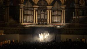 El órgano de la Sala Oval del MNAC, presidiendo el concierto de Gregotechno.