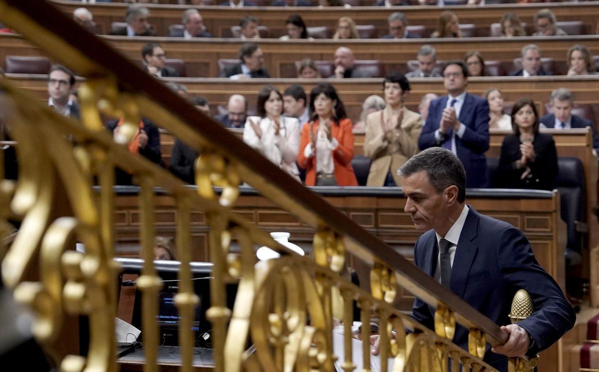 El presidente del Gobierno, Pedro Sánchez, durante su última comparecencia en el Congreso de los Diputados para dar cuenta de los accidentes ferroviarios.
