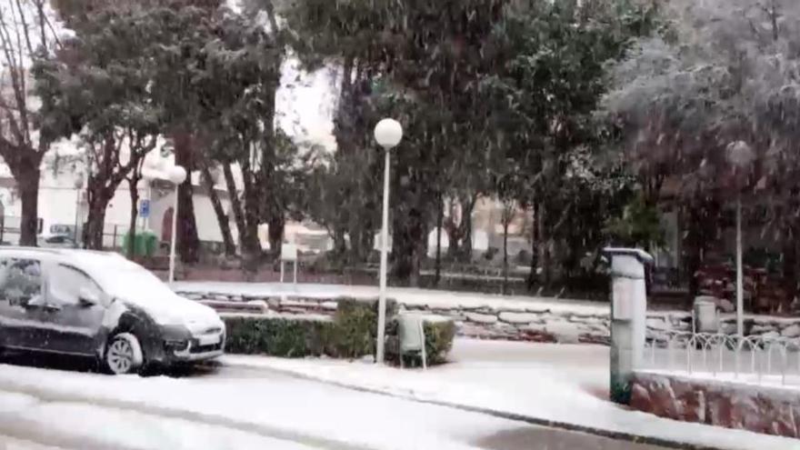 La nieve cubre las calles de Requena