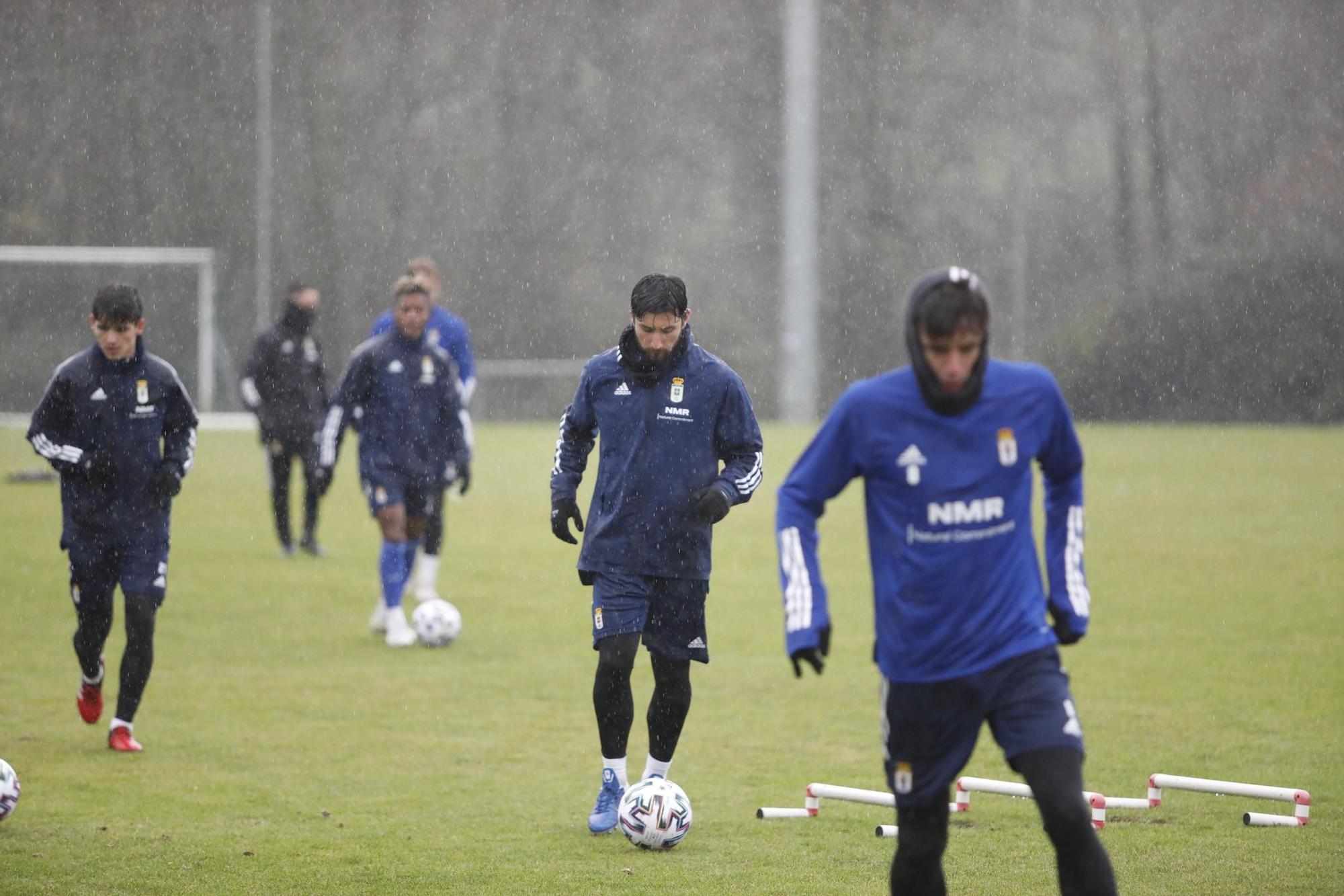 Entrenamiento del Oviedo tras empatar ante el Mallorca