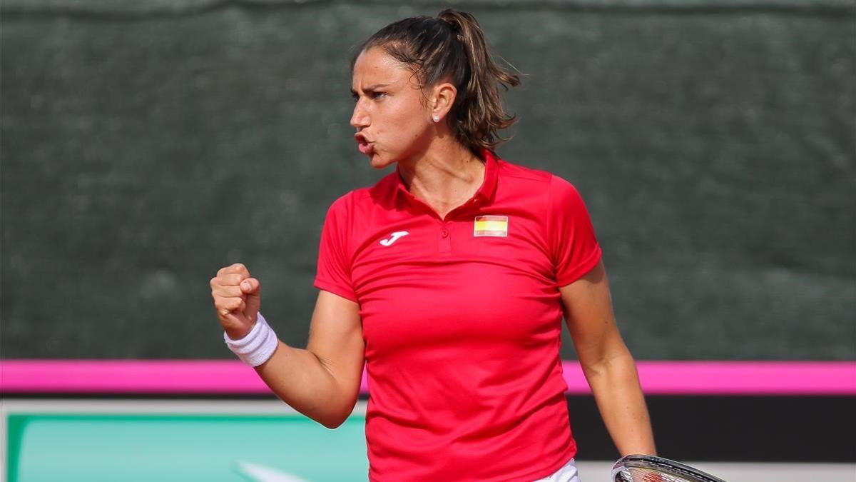 Sara Sorribes celebra su victpria en La Manga.