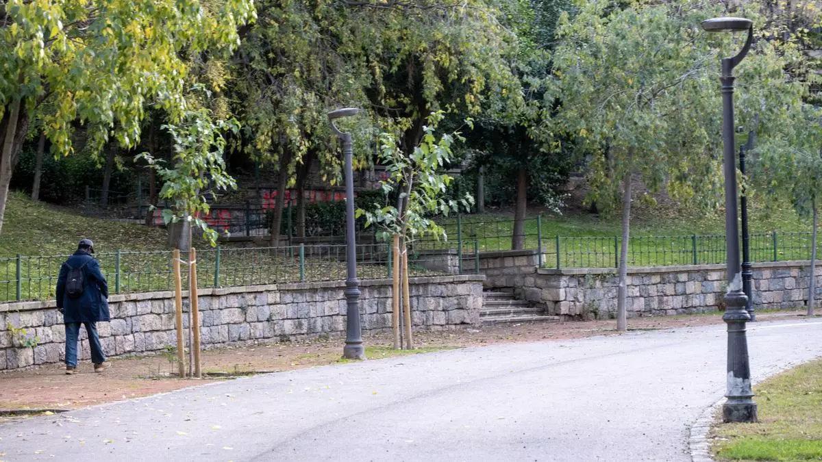 Vista del Parque de la Concordia, situado en pleno centro de Jaén, donde esta madrugada han aparecido los cuerpos sin vida de dos chicas adolescentes.