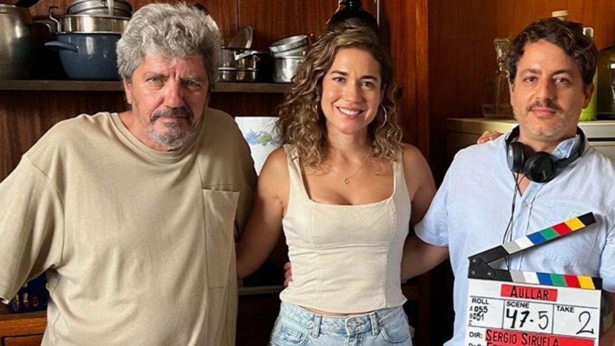Antonio Dechent, Elena Martínez y Sergio Siruela, en el rodaje.
