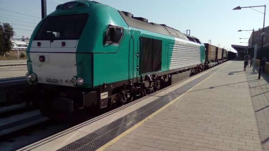 Tren de mercancías en la estación de Zamora, esta semana.