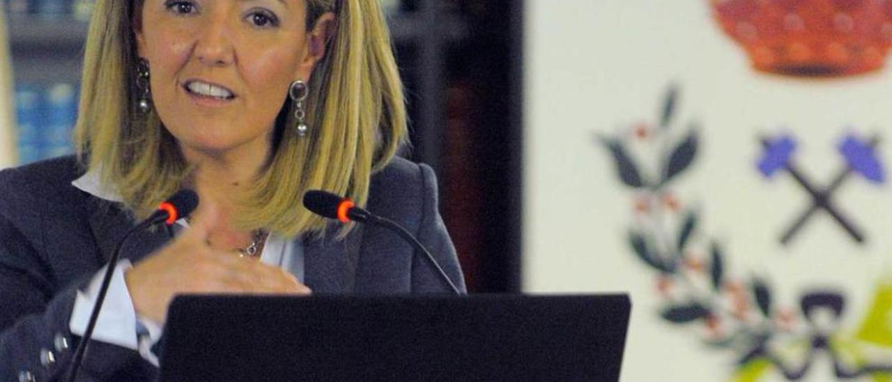 María Teresa Mallada, durante su conferencia en el Colegio de Ingenieros de Minas en Oviedo.