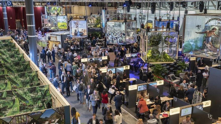 Vista aérea del pabellón con el que Canarias ha acudido a la Feria Internacional de Turismo de Madrid.